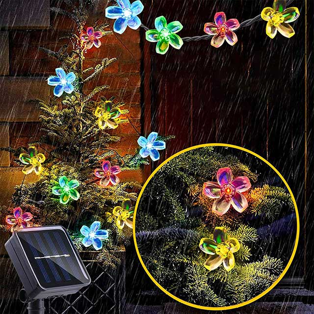 JMEXSUSS Solar Flower String Lights, 30.6FT 50LED Cherry Blossoms