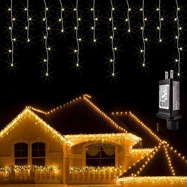 JMEXSUSS 38.8FT 400 LED Icicle Lights Outdoor Waterproof Icicle